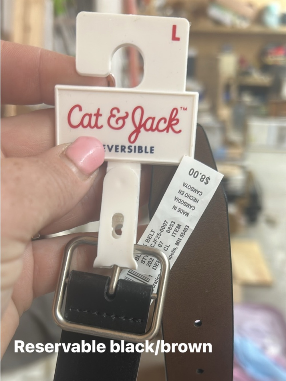 Cat & Jack Reversible Black and Brown Youth Belt